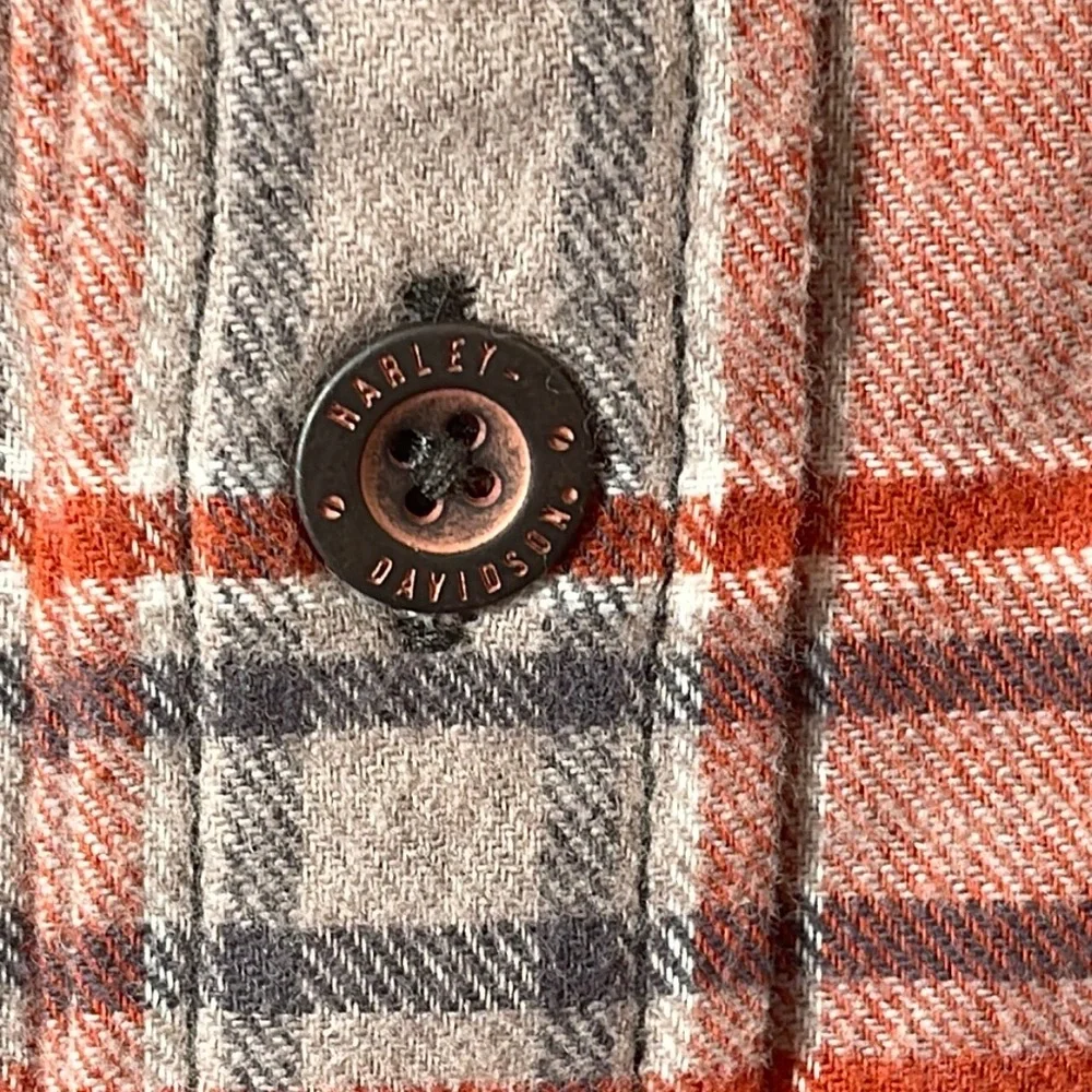 HARLEY-DAVIDSON Men’s Garage Collection Orange Plaid Slim Fit Shirt S - Picture 13 of 13
